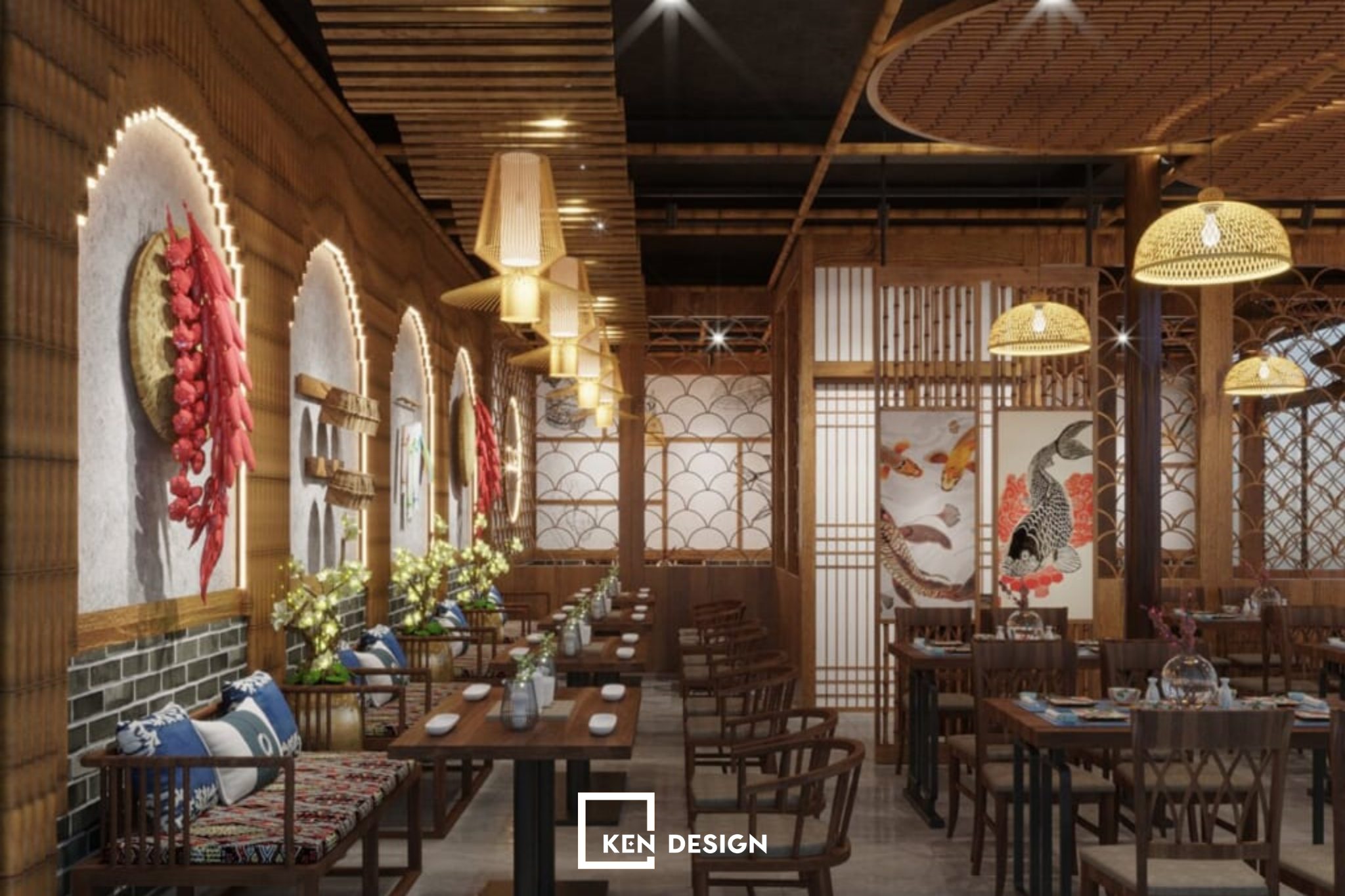 Mẫu thiết kế nhà hàng đồng quê 