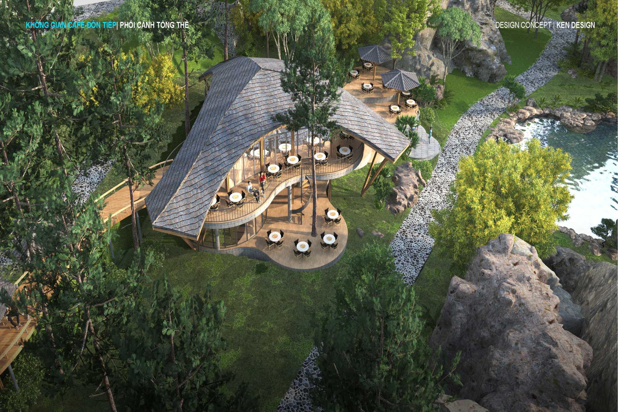 Thiết kế quán cafe chờ trong tổ hợp sinh thái Lam Sơn tại Hòa Bình
