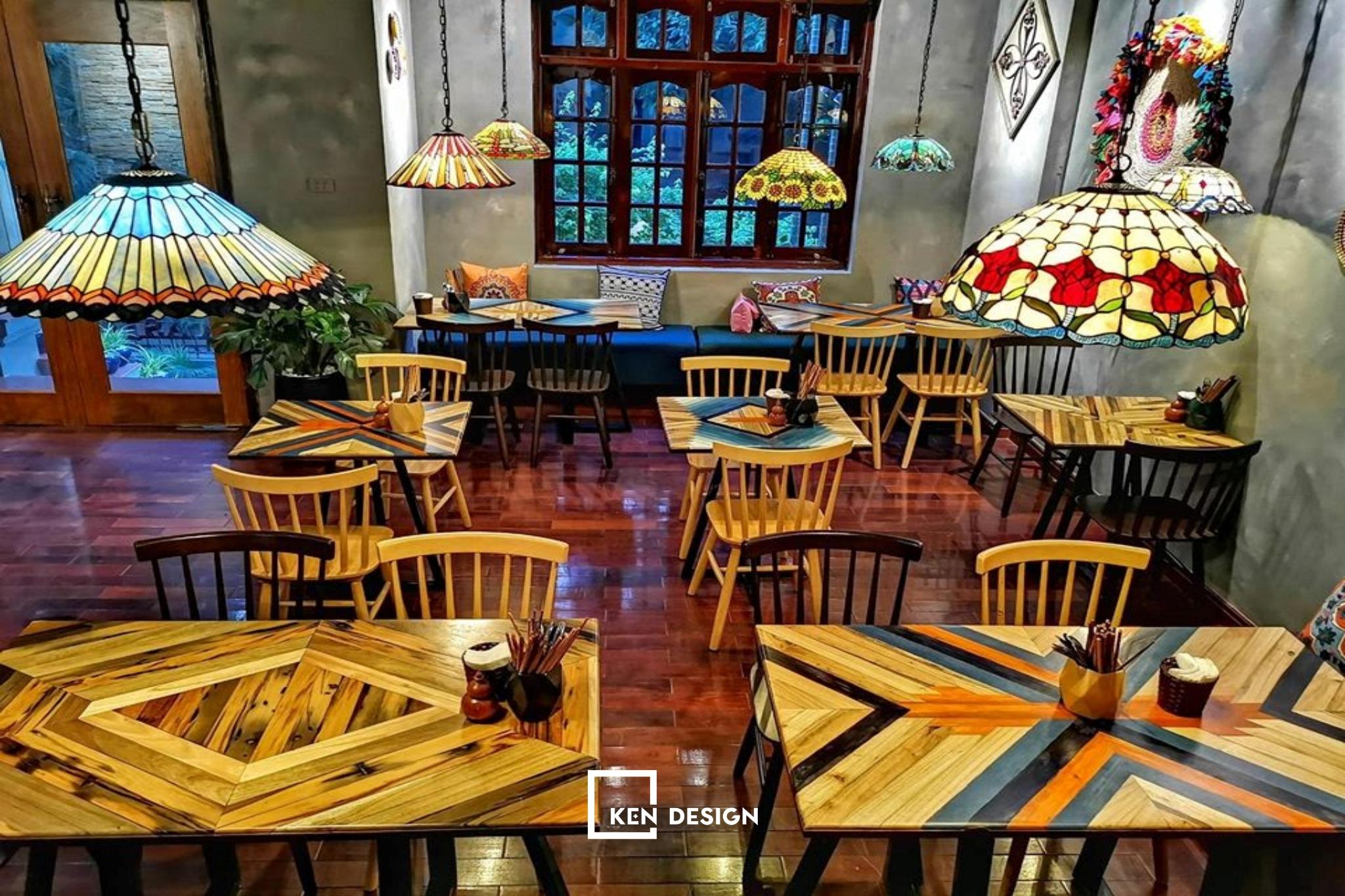 nội thất và ngoại thất của nhà hàng chay