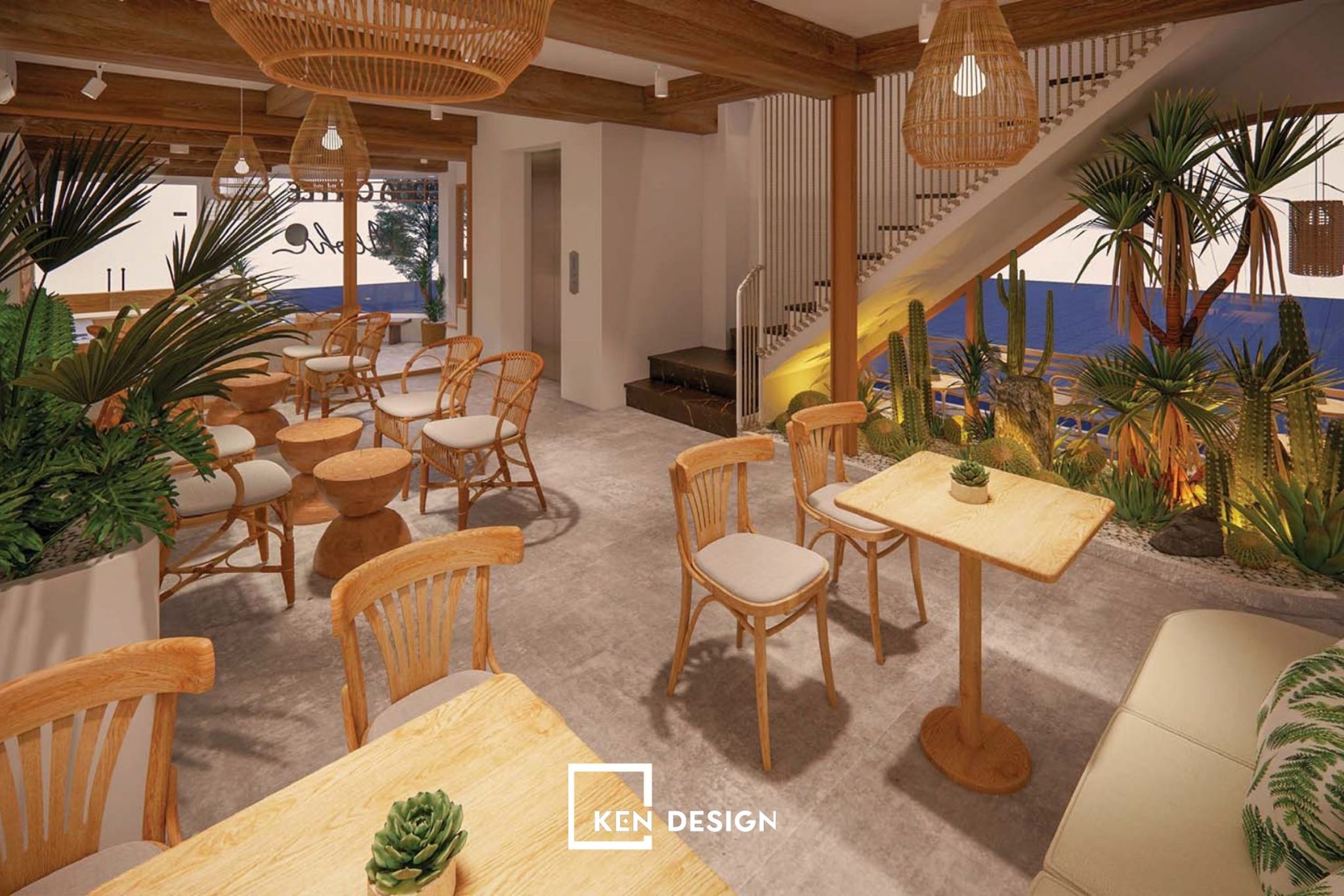 thiết kế cafe Santorini
