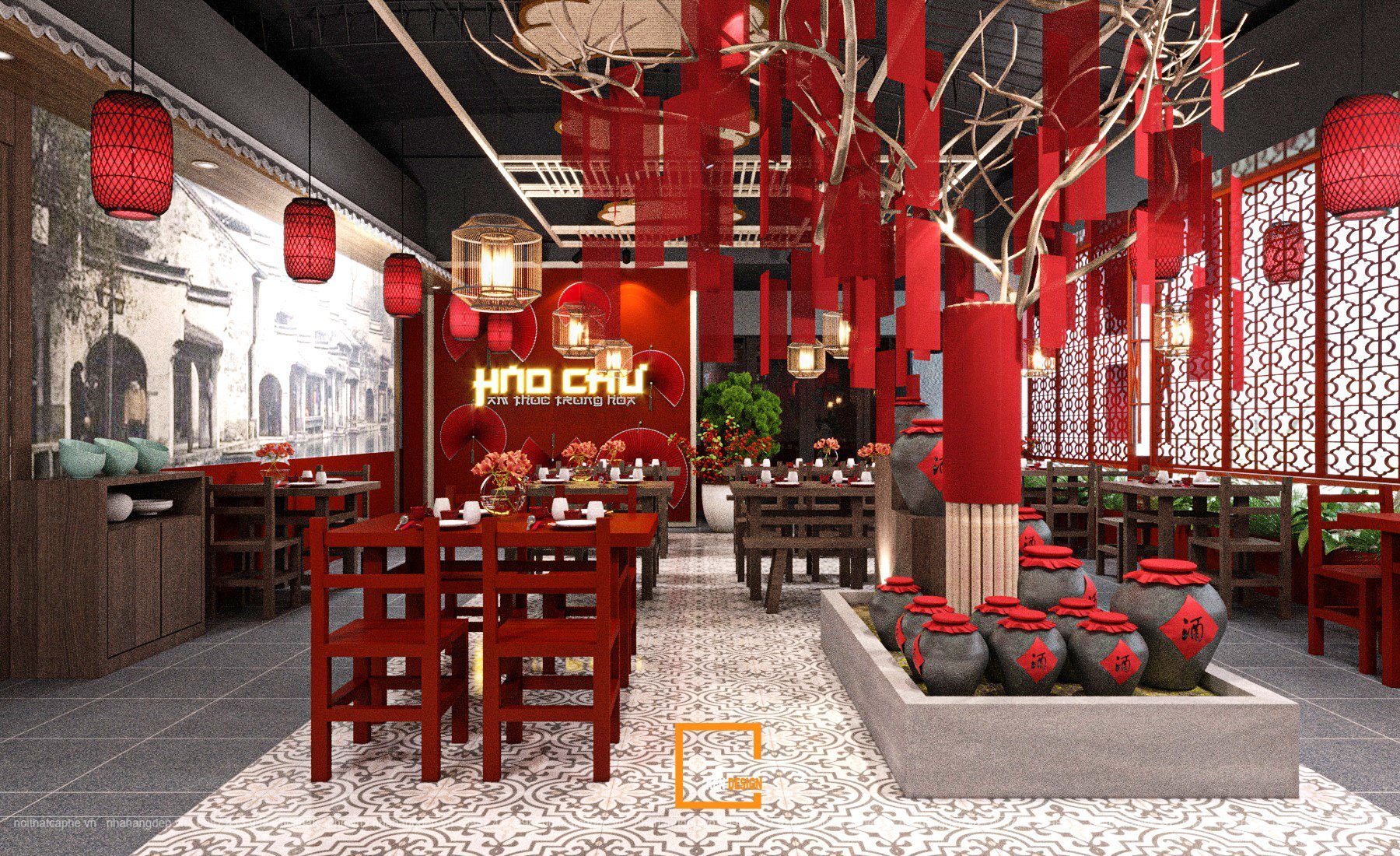 Khám phá nội thất nhà hàng Hảo Chư phong cách Trung Hoa | Kendesign