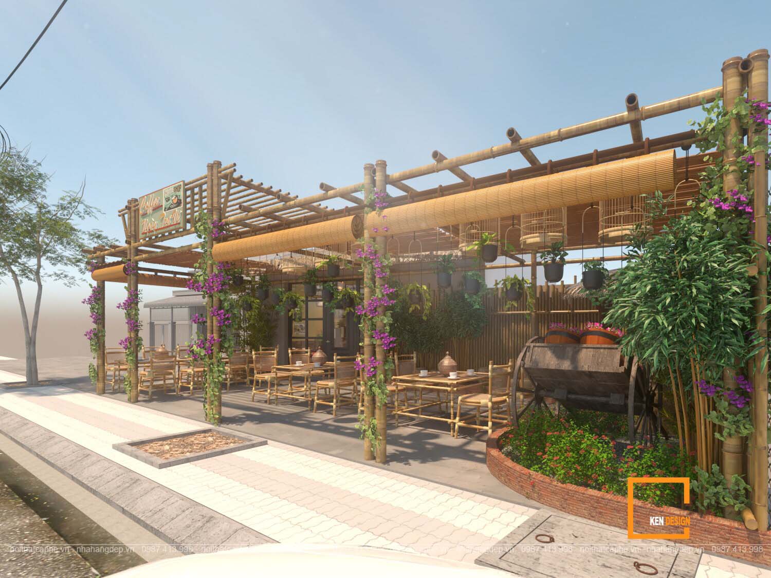 Thiết kế quán cafe 1 tầng đẹp hút khách | Kendesign